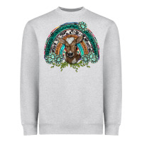 Heather Grey turquoise gemstones brown baby cow  rainbow Heavyweight Sweatshirt - BarkalooDesign