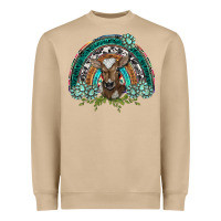 Mushroom turquoise gemstones brown baby cow  rainbow Heavyweight Sweatshirt - BarkalooDesign