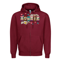 Burgundy daisy auntie Zipper Hoodie - AdoDesignShop