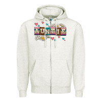Oatmeal Heather daisy auntie Zipper Hoodie - AdoDesignShop