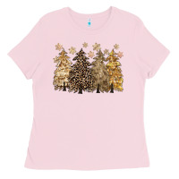 Bubblegum Pink merry christmas leopard trees Ladies Tee - CowGirlArtShop
