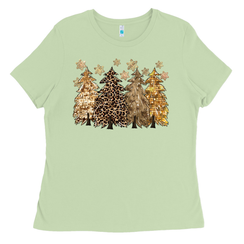 Merry Christmas Leopard Trees Ladies Tee by CowGirlArtShop | Teevron