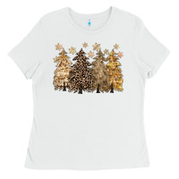 White merry christmas leopard trees Ladies Tee - CowGirlArtShop