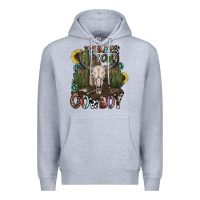 Heather Grey summer down cowboy Premium Hoodie - CowhideDigitalArt