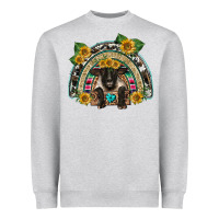 Heather Grey suffolk ewe front sunflowers rainbow Heavyweight Sweatshirt - BarkalooDesign