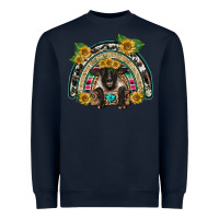 Navy suffolk ewe front sunflowers rainbow Heavyweight Sweatshirt - BarkalooDesign