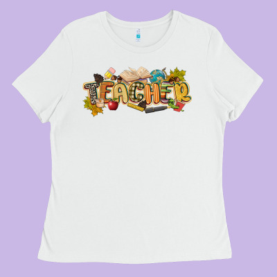 Fall Teacher Ladies Tee Designed By Cowgirlartshop