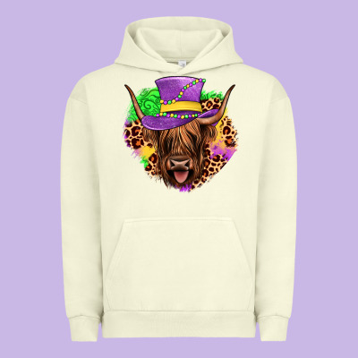 Highland Cow Mardi Gras Urban Hoodie Designed By Jahusdesignshop