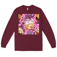 Cat Coffee Cups And Paw With Leopard And Glitter Seamless Pattern Bbs Long Sleeve Tee | Teevron