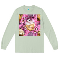 Matcha cat coffee cups and paw with leopard and glitter seamless pattern bbs Long Sleeve Tee - BundleAndBundleShop