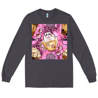 Smoke cat coffee cups and paw with leopard and glitter seamless pattern bbs Long Sleeve Tee - BundleAndBundleShop