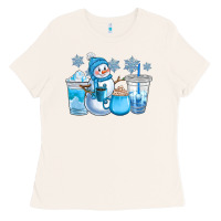 Bone winter snowman coffee cups Ladies Tee - CowGirlArtShop