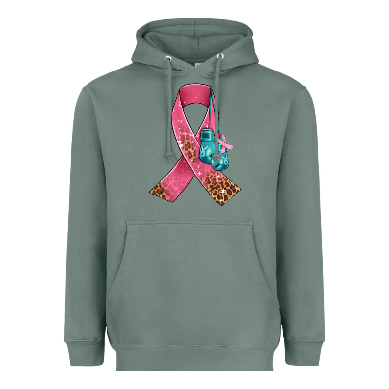 Cancer Ribbon And Boxing Gloves Heavyweight Hoodie by AdoDesignShop | Teevron