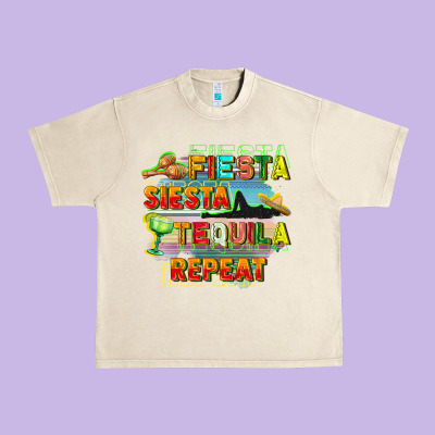 Fiesta Siesta Tequila Repeat Urban Heavy Tee Designed By Fadigitalartstudio