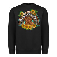 Black scottish calf sunflowers rainbow Heavyweight Sweatshirt - BarkalooDesign