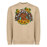 Mushroom scottish calf sunflowers rainbow Heavyweight Sweatshirt - BarkalooDesign
