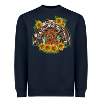 Navy scottish calf sunflowers rainbow Heavyweight Sweatshirt - BarkalooDesign