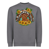 Storm scottish calf sunflowers rainbow Heavyweight Sweatshirt - BarkalooDesign