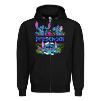 Black preview flower stitch blue preschool Zipper Hoodie - AdoDesignShop