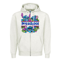 Oatmeal Heather preview flower stitch blue preschool Zipper Hoodie - AdoDesignShop