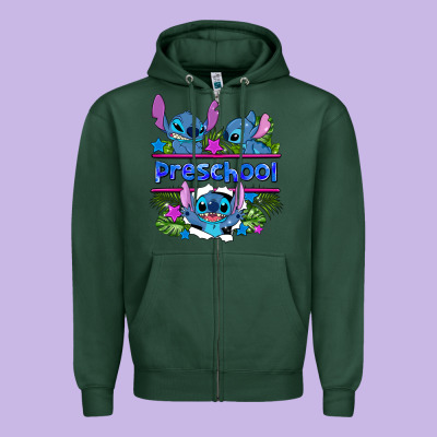 Preview Flower Stitch Blue Preschool Zipper Hoodie Designed By Adodesignshop