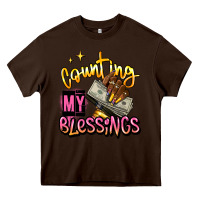 Chocolate Brown counting my blessings afro hands Heavy Core Tee - RanaPortraitStore