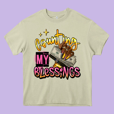 Counting My Blessings Afro Hands Heavy Core Tee Designed By Ranaportraitstore