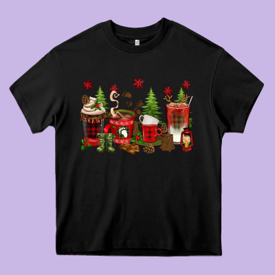 Christmas Coffee Cups Heavy Core Tee Designed By Texasbilliewilder