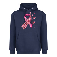 Navy pink cancer ribbon Heavyweight Hoodie - AdoDesignShop