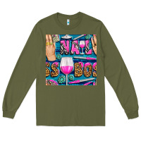 Army Green nail boss money hand and wine with gemstone leopard and zebra seamless Long Sleeve Tee - BundleAndBundleShop