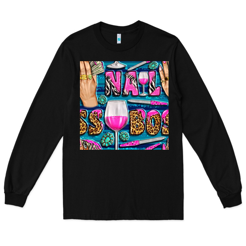 Nail Boss Money Hand And Wine With Gemstone Leopard And Zebra Seamless Long Sleeve Tee by BundleAndBundleShop | Teevron