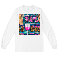 White nail boss money hand and wine with gemstone leopard and zebra seamless Long Sleeve Tee - BundleAndBundleShop