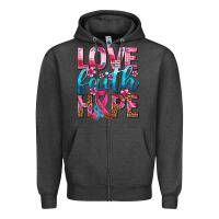 Charcoal Heather love faith hope with cancer ribbon  ado Zipper Hoodie - AdoDesignShop