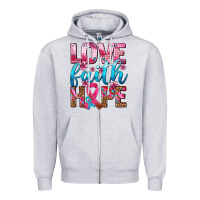 Heather Grey love faith hope with cancer ribbon  ado Zipper Hoodie - AdoDesignShop
