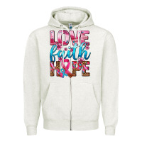 Oatmeal Heather love faith hope with cancer ribbon  ado Zipper Hoodie - AdoDesignShop