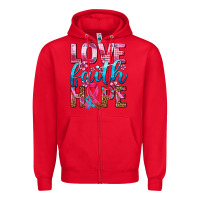 Red love faith hope with cancer ribbon  ado Zipper Hoodie - AdoDesignShop