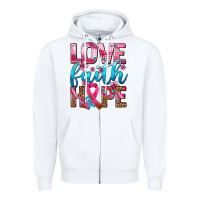 White love faith hope with cancer ribbon  ado Zipper Hoodie - AdoDesignShop