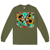 Army Green pisces turquoise cowhide Long Sleeve Tee - RanaPortraitStore