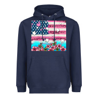 American Flag And Teeth With Flowers Heavyweight Hoodie | Teevron