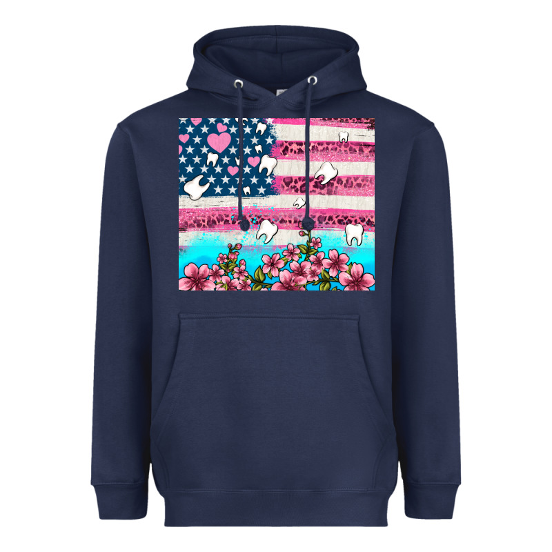 American Flag And Teeth With Flowers Heavyweight Hoodie by AdoDesignShop | Teevron