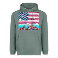 Sage american flag and teeth with flowers Heavyweight Hoodie - AdoDesignShop