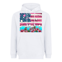 White american flag and teeth with flowers Heavyweight Hoodie - AdoDesignShop