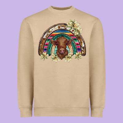 Scottish Calf Rainbow Heavyweight Sweatshirt Designed By Barkaloodesign