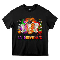 Black happy hallothanksmas goats Heavy Core Tee - texasbilliewilder