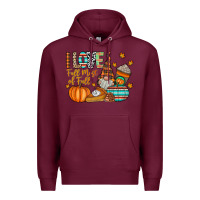 Burgundy i love fall most of fall Premium Hoodie - CowhideDigitalArt