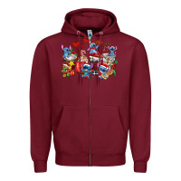 Burgundy christmas stitch coffee cups Zipper Hoodie - AdoDesignShop