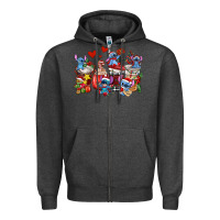 Charcoal Heather christmas stitch coffee cups Zipper Hoodie - AdoDesignShop