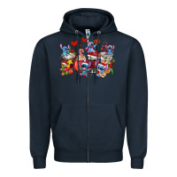 Navy christmas stitch coffee cups Zipper Hoodie - AdoDesignShop