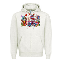 Oatmeal Heather christmas stitch coffee cups Zipper Hoodie - AdoDesignShop