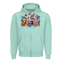 Seafoam christmas stitch coffee cups Zipper Hoodie - AdoDesignShop